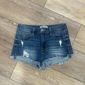 Ripped jean shorts